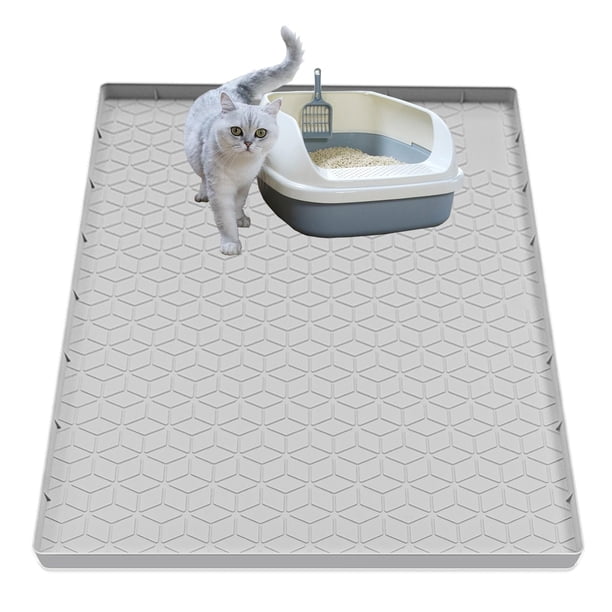 Alfombrilla de silicona para gatos Jacooxi, impermeable, 31 x 22 cm, color gris claro