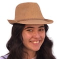 thumbnail image 2 of SILVERFEVER Fedora Hat with Feathers Gatsby Holiday Octoberfast Bavarian Alpine Trlbe Dress Up Hats Camel, 2 of 11