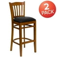 thumbnail image 3 of Flash Furniture 2 Pk. HERCULES Series Vertical Slat Back Cherry Wood Restaurant Barstool - Black Vinyl Seat, 3 of 8