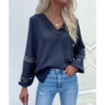 thumbnail image 2 of Blusas casuales para mujer, blusa de manga larga con encaje para mujer, blusas de manga larga de color puro, blusa de manga larga, diseño elevado, 2 of 7
