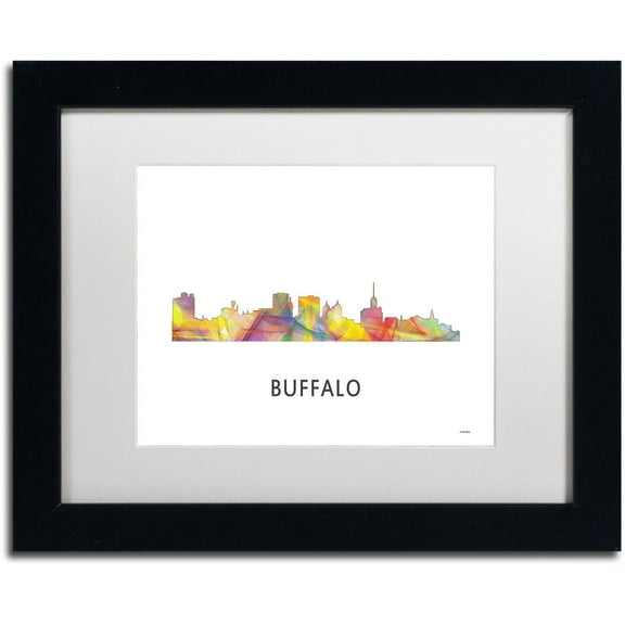 Trademark Fine Art 'Buffalo New York Skyline WB-1' Canvas Art by Marlene Watson, White Matte, Black Frame