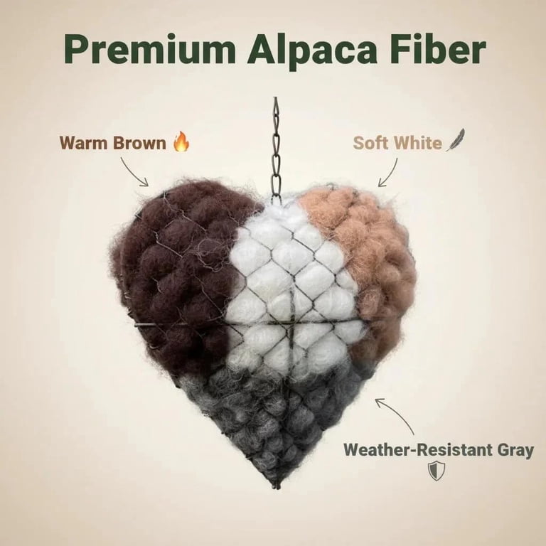 BACK IN STOCK - and only 4 available! ✨, Our beloved Heart‑Shaped Alpaca Fleece Nesting Cages are ready just in time for spring - and they always sell out fast., This wired heart is filled with our