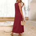 thumbnail image 1 of Uootdi Robes Maxi pour Femmes Col Rond Sans Manches Robes Amples avec Poches Décontractées Longues Robes d'Été pour la Plage Cadeau, 1 of 8
