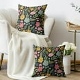 thumbnail image 3 of Spring Summer Floral Pillow Covers 18x18 Set of 2 Cute Yellow Pink Blue Wild Flower Botanical Print Black Decorative Throw Pillow Cases Outdoor Seasonal Farmhouse Decor for Sofa Couch Bed, 3 of 6