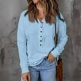 thumbnail image 2 of LISTHA Womens Waffle Knit Tunic Tops Long Sleeve Dressy Casual Loose Button Up Henley Shirts V Neck Thermal Cotton Tee Shirts Tops Sky Blue S, 2 of 6