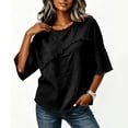 thumbnail image 5 of Kezqiaxn Cute Tops for Women Ruffle Short Sleeve Crew Neck Loose Casual Shirts Business Dressy Work Blouses Women's Clothing, 5 of 7