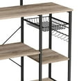 thumbnail image 3 of 52 Inch Wood Bakers Rack, Kitchen Shelf, 6 Hooks, Workstation, Brown, Black- Saltoro Sherpi, 3 of 10