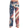 thumbnail image 4 of Womens 4th of July Pajama Pants Patriotic Star and Stripes Print Pj Pants Soft Sleepwear 4th of July Pants, 4 of 6