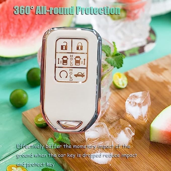 6 Button Key Fob Cover Protector Fit for Honda Odyssey Freed Elysion Soft TPU Keyless Full Protection Key Case Shell Holder with Keychain
