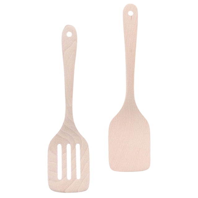 Juego de utensilios de cocina antiadherentes de madera Qnmwood - 2 espátulas de bambú para hornear y cocinar