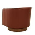 thumbnail image 4 of Swivel Accent Chair | Stylish Barrel Design for Any Room | 100% Caramel Top Grain Leather Upholstery | No Assembly Required, 4 of 6