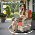 thumbnail image 6 of Vcatnet 9 Pieces Patio Fire Pit Sets, Outdoor Patio Conversation Furniture Set, Wicker Sectional Sofa with Swivel Glider Chairs and Ottoman, Orange Red, 6 of 10