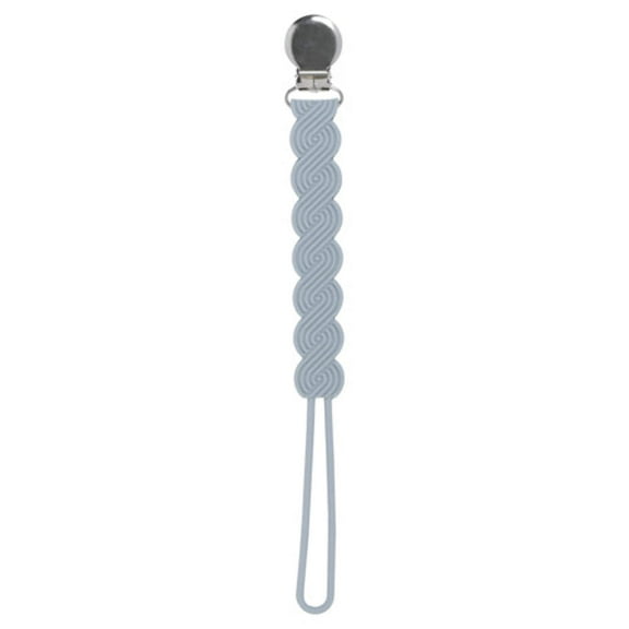 Waverly Glacier Blue Gray All Silicone One Piece Pacifier Clip