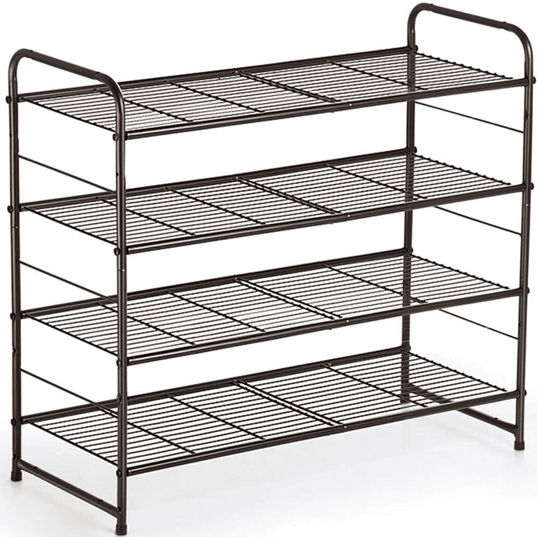 Auledio 3-Tier Shoe Rack, Stackable and Adjustable Multi-Function Wire Grid Shoe  Organizer Storage, Extra Large Capacity, Space Saving, Fits Boots, High  Heels, Slippers and More (Bronze) 