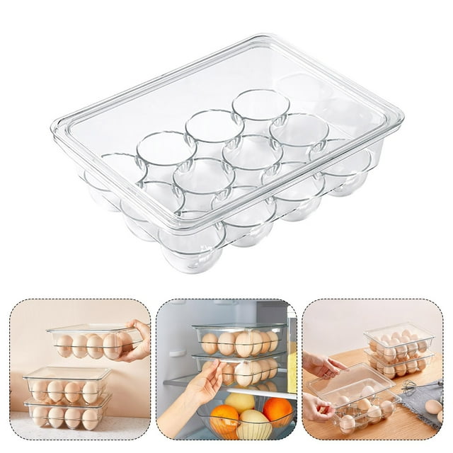 EDFBUYKRS Transparent Egg Organizer Fridge Storage Transparent Egg Storage For Kitchen Countertop (12 Holes)