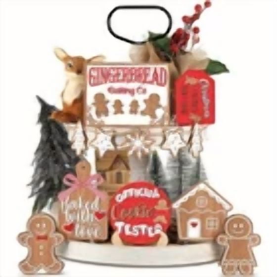 12Pcs Christmas Tiered Tray Decor Set-Festive Wooden Signs With Snowmen & Santa
