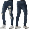 thumbnail image 4 of Mens Stretch Ripped Skinny Jeans Distressed Frayed Slim Fit Biker Denim Pants, 4 of 4