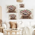 thumbnail image 4 of WFSposter Funny Sloth Wall Art Rustic Country Animal Canvas Print Sloth Wearing a Wreath Wall Decoration Vintage Animals Poster Collection Artwork for Bathroom Kitchen Kid's Room Nursery Decor 12x12, 4 of 7