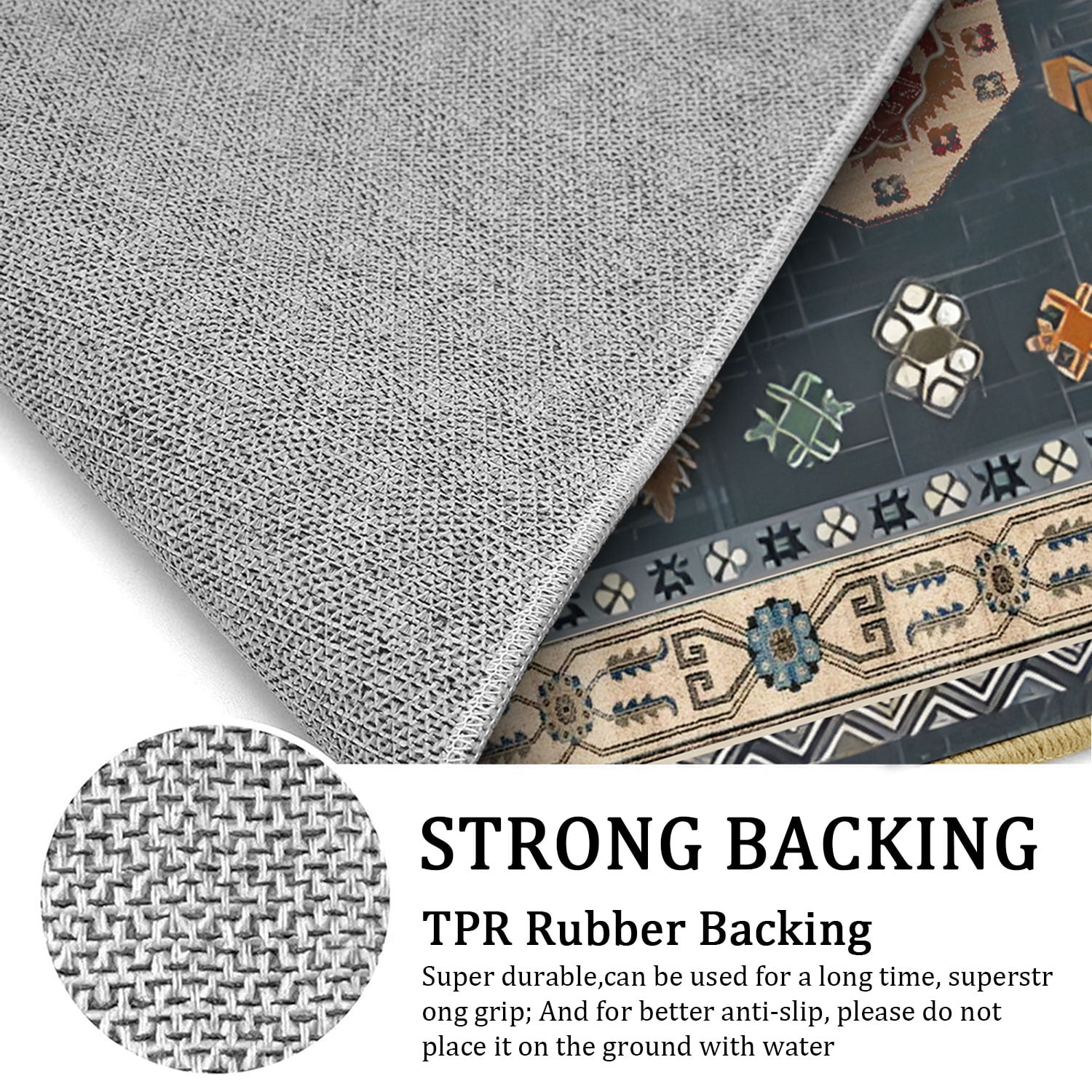 TECHVIDA Kitchen Rugs 3 Piece Set,Non Slip Machine Washable Kitchen Mats,Boho Vintage Abstract Kitchen Carpet for Farmhouse Living Room Hallway