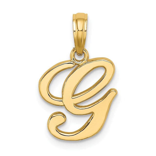 Diamond2Deal 14K Yellow Gold Script Letter G Initial Pendant for Women (L- 0.65inch, W- 0.46inch)