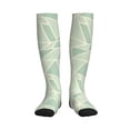thumbnail image 2 of Socks Calf Pressure Socks Breathable Moisture Absorbent 11.8in×7.9in Full Print Designed For Hiking Walking Sports Palegreen Geometric Lines_1 2 Black-2, 2 of 8