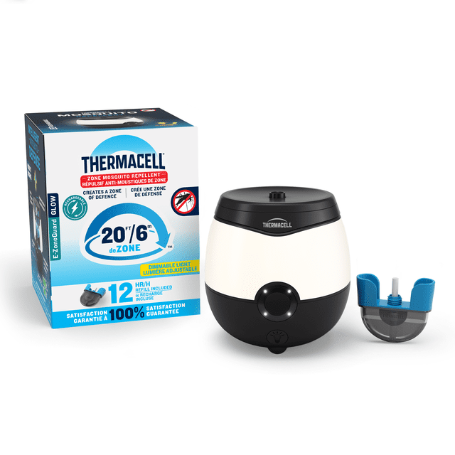 Thermacell Répulsif à moustiques rechargeable E‑ZoneGuard Glow + lanterne avec recharge de 12 heures et batterie de 5,5 heures