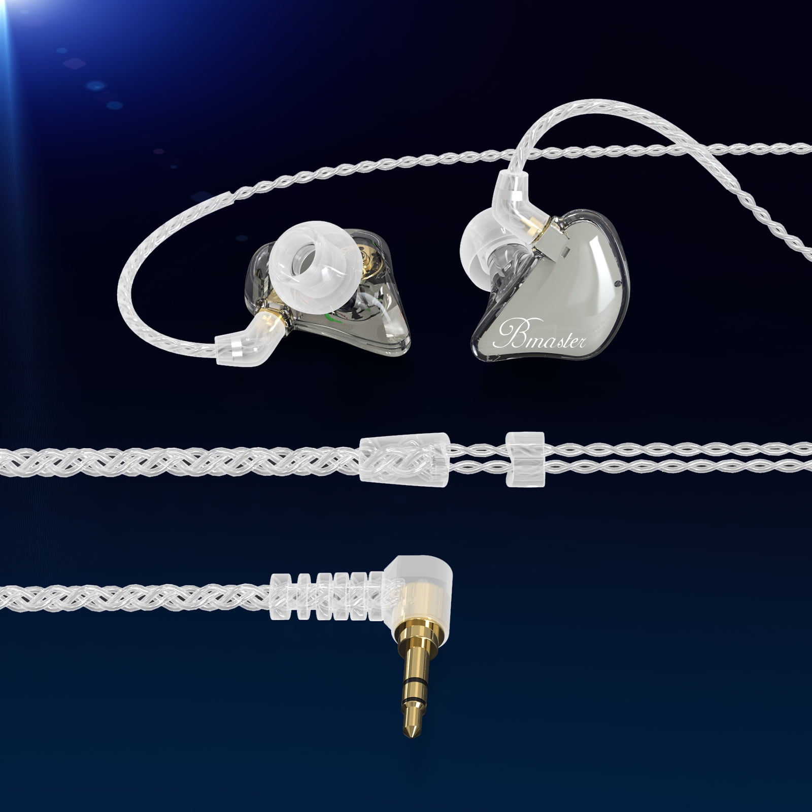 BASN Bmaster Triple Drivers in Ear Monitor Headphone with Two Detachable Cables Fit in Ear Suitable for Audio Engineer, Musician(Gray)