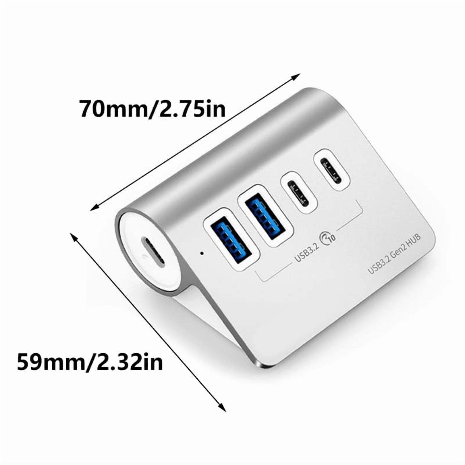 10Gbps USB 3.2 Hub Aluminum Powered PD60W Charging Type C Splitter with Power Adapter for PC Accessories