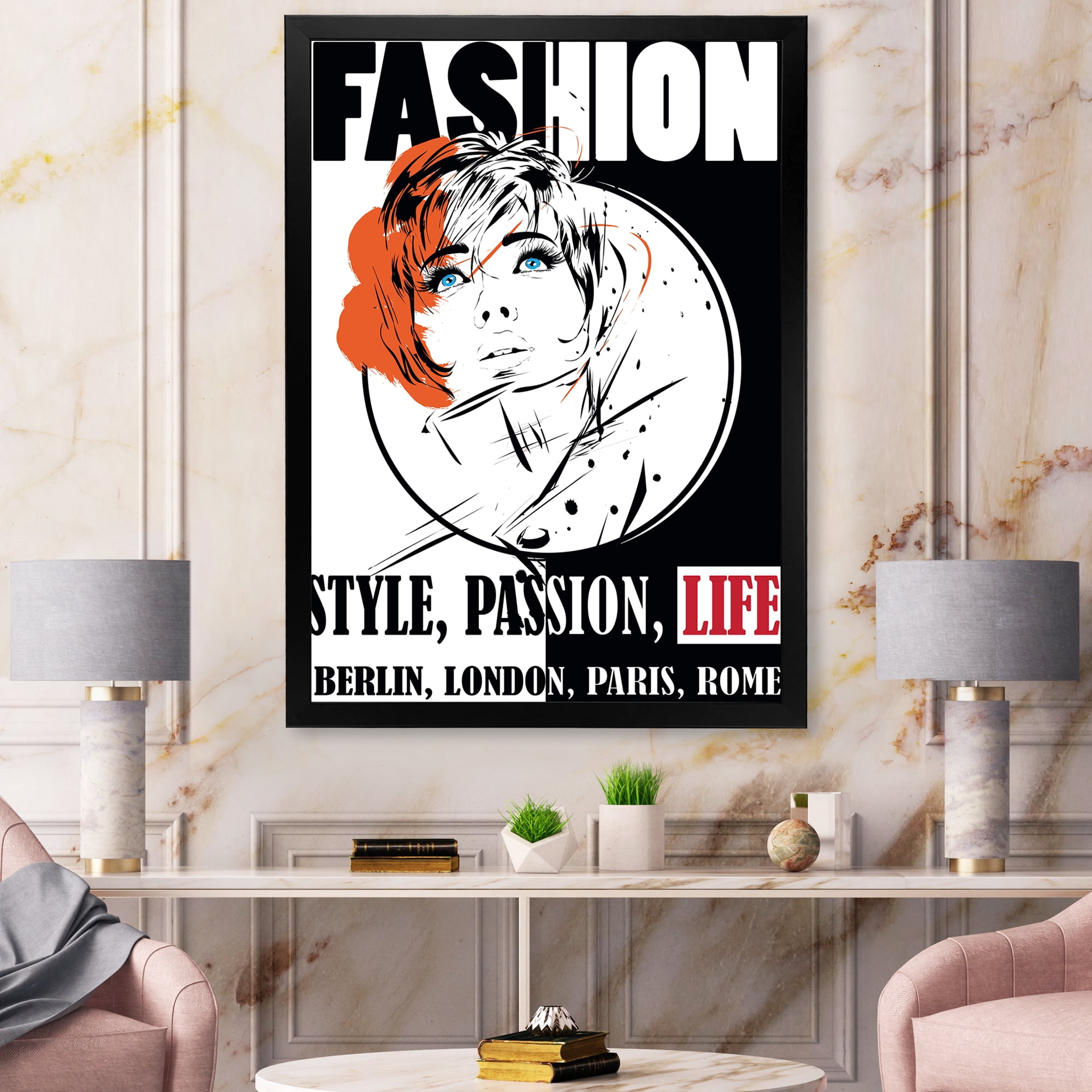 Designart 'Style Passion Life Fashion Woman IV' Vintage Framed Art Print