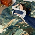 thumbnail image 4 of jejeloiu Boho Bohemian Waterfall 7-Piece Twin Bedding Sets,Natural Scenery Bedding Comforter Set,Green Beige Sheet Sets For Men Women,Luxury Bedroom Decor Reversible, 4 of 8