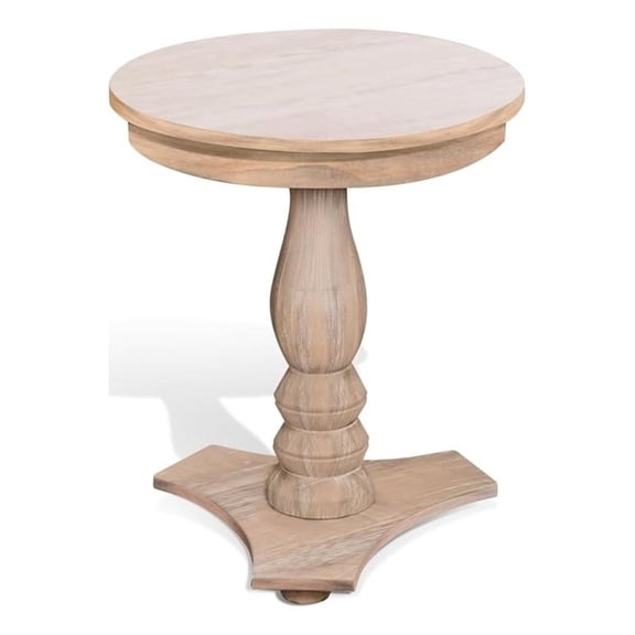 Pemberly Row Contemporary Solid Wood Round Wood Accent Table