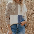 thumbnail image 3 of Womens Casual Pullover Sweaters Long Sleeve Turtleneck Color Block Knitted Sweater Jumper Tops, 3 of 6