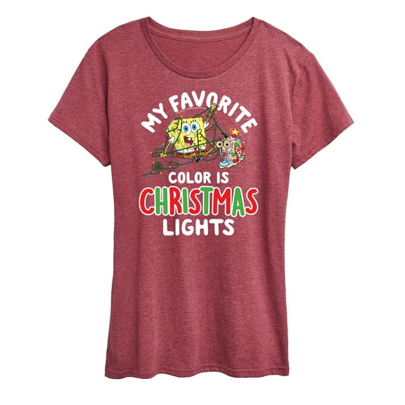 SpongeBob SquarePants - My Favorite Color Is Christmas Lights - Women's Lightweight French Terry Pullover