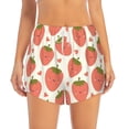 thumbnail image 3 of Uemuo Hand Drawn Strawberry Pattern Women's Athletic Shorts High Waisted Running Shorts with Liner Pockets Gym Elastic Workout Shorts-Small, 3 of 9