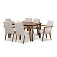 thumbnail image 2 of Baxton Studio Glenda Mid-Century Modern Greyish Beige Fabric Upholstered and Walnut Brown Finished Wood 7-Piece Dining, 2 of 7