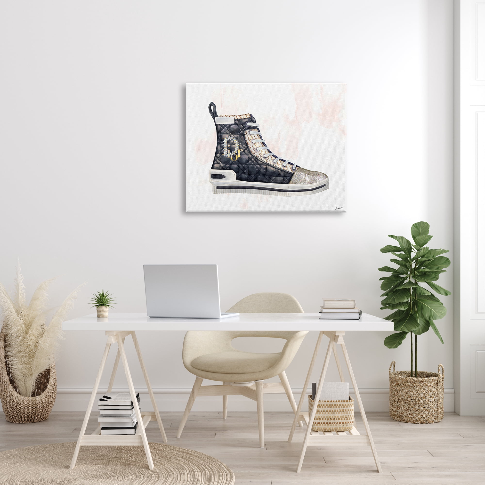 Stupell Industries High Top Fashion Forward Quilted Sneakers Glam Style, 30 x 40, Designed by Ziwei Li
