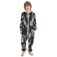 thumbnail image 2 of Soft Big Kids Onesie Pajamas Cozy Loose-Fit Jumpsuits for kids with Pockets for Christmas Lounge & Play Pink and Cyan Butterflies, 2 of 8