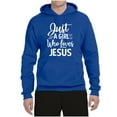 thumbnail image 2 of Wild Bobby Just A Girl Who Loves Jesus Inspirational/Christian Unisex Graphic Hoodie Sweatshirt, Royal, X-Large, 2 of 5