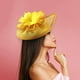 thumbnail image 1 of Sombrero de malla, mujeres niñas Derby cóctel de té tiara sombrero pastillero sombrero pinza de cabellero boda , AMARILLO Macarena sombrero tocado, 1 of 7