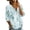 Cyan, variant on Wildflower & Daisy Print Henley Blouse for Women - 3/4 Puff Sleeve V-Neck Button Down Tunic, Loose Fit Casual Summer Top Multicolor S
