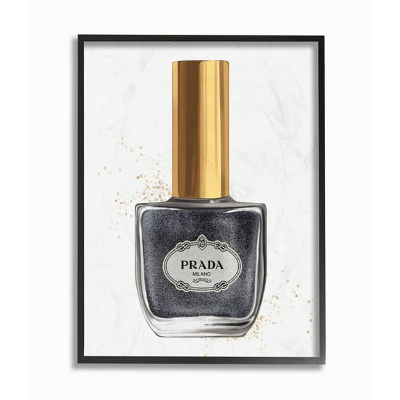 Stupell Industries Makeup Black Nail Polish Gold Fashion Design Framed Wall Art by Ziwei Li