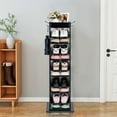 thumbnail image 4 of Gymax Rotated Shoe Rack 9 Tier Wooden Shoe Organizer w/Hooks & Anti-drop Railing Black, 4 of 10
