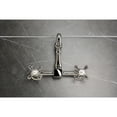 thumbnail image 2 of Kingston Brass KS2446AX Heritage Double-Handle Wall-Mount Bridge Kitchen Faucet, Polished Nickel, 2 of 7