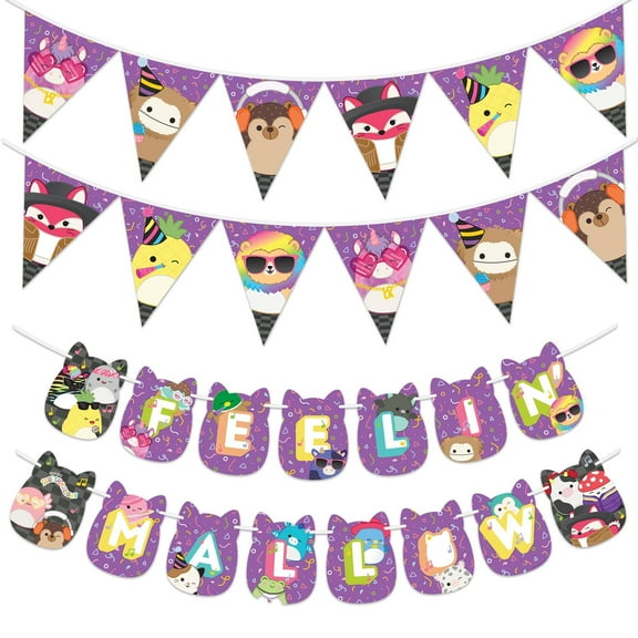 Club Squishmallows Banner & Pennants Kit - Squishmallows Party Decorations
