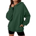 thumbnail image 3 of Womens Oversized Hoodies Comfy Sweatshirts Fall Fashion Outfits Casual Tops Fleece Clothes Dark Green L, 3 of 6