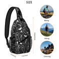 thumbnail image 5 of Sling Backpack,Halloween Skeleton Coffin Pattern Sling Bag with Water Bottle Holder,Waterproof Sling Bag for Men/Women with Headphone Jack for Hiking,Travel, 5 of 6