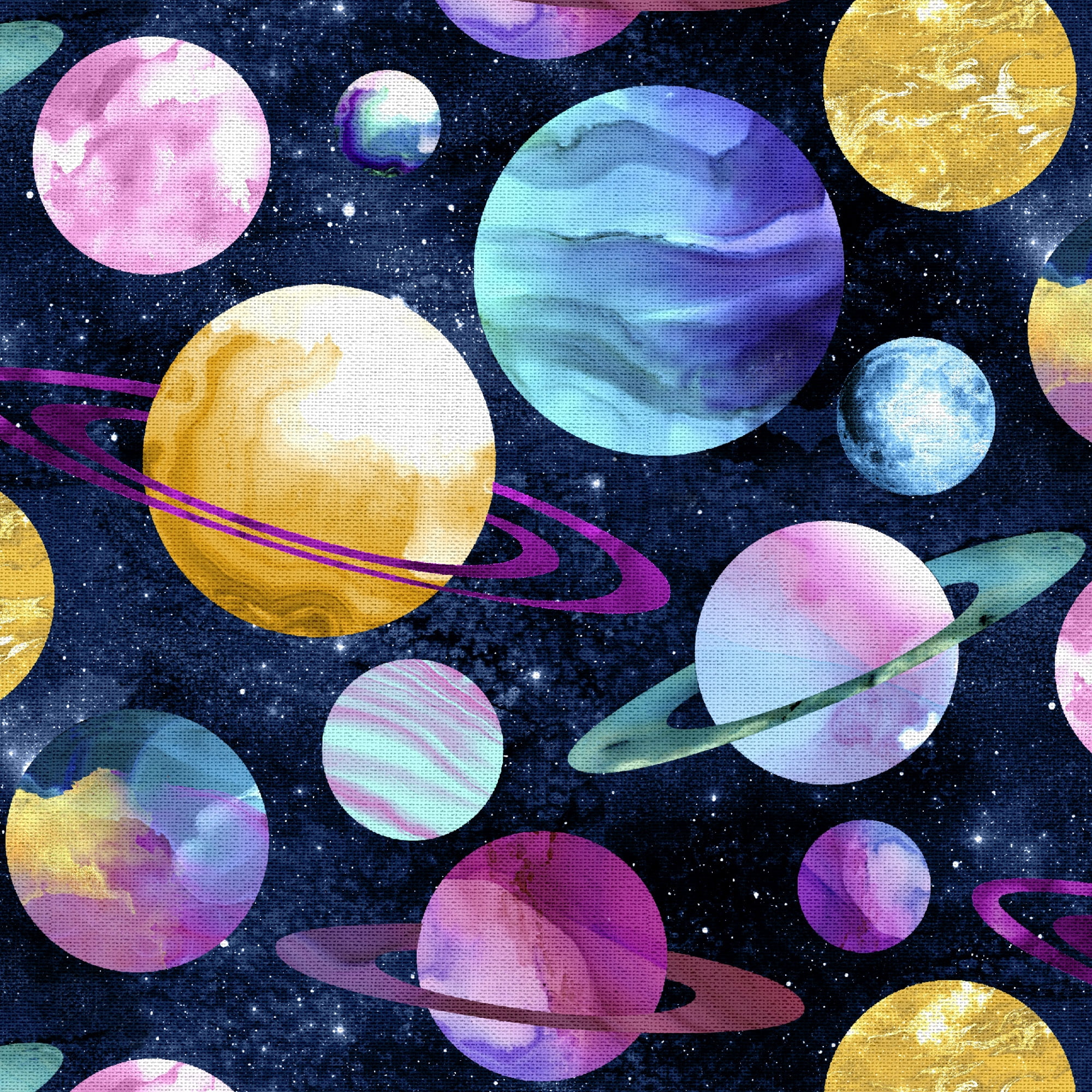 Fabric Editions 36" x 42" Cotton Planets 1 Yard Precut Sewing & Craft Fabric, Navy 1 Piece