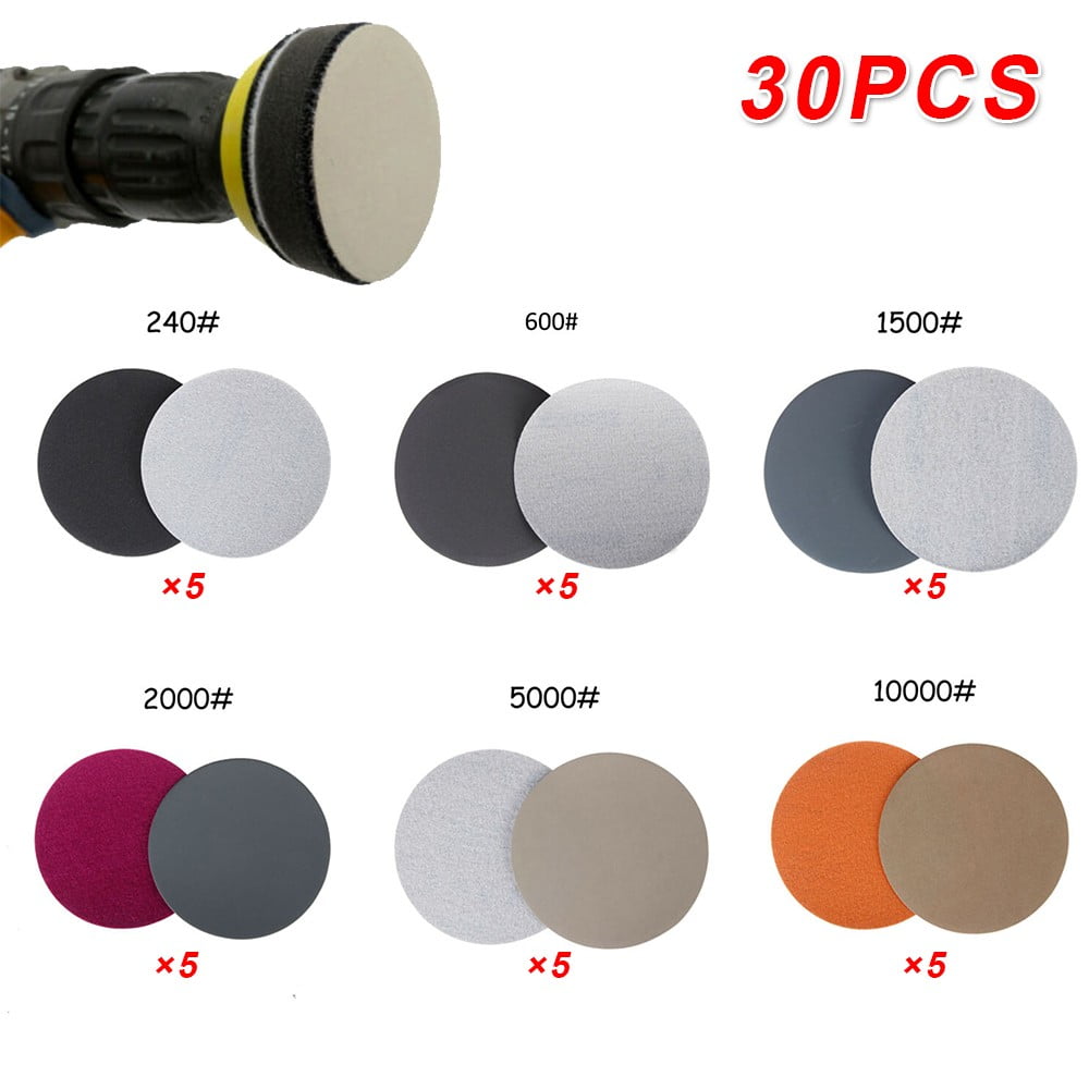 30pcs 2Inch 240-10000 Grit Mixed Sander Sanding Discs Pads Hook & Loop Sandpaper 