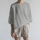 thumbnail image 1 of Blusa vintage de lino y algod贸n de verano para mujer, camiseta de media manga con cuello redondo Eccomum Gris/4X-grande, 1 of 7