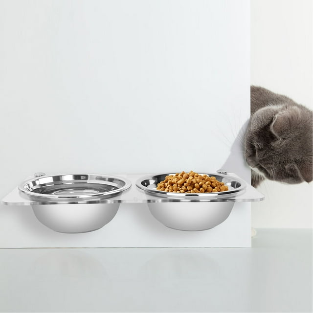 Comedero Para Perros Montado En La Pared, Acero Inoxidable A Prueba De Derrames, 0,8 L, Fácil Limpieza, Altura Ajustable, Cuencos De Agua Elevados Para Comida Para Perros Para